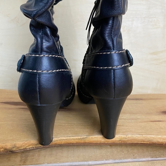 Fossil Womens Fold Over Harness Boots Mid Calf Leather Black Size 9 - Picture 4 of 11